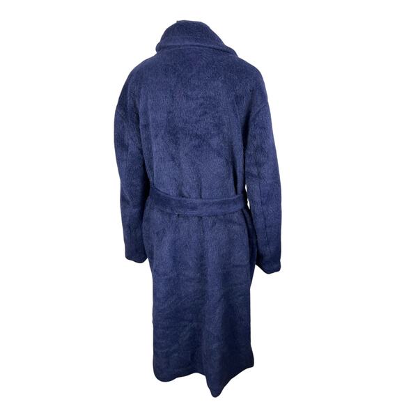 QVC Isaac Mizrahi Wrap Long Coat w/ Notched Collar & Pockets NAVY NWOT SIZE J - Picture 3 of 8